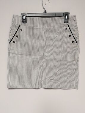 Valerie Bertinelli Blue and White Pinstripe Mini Skirt